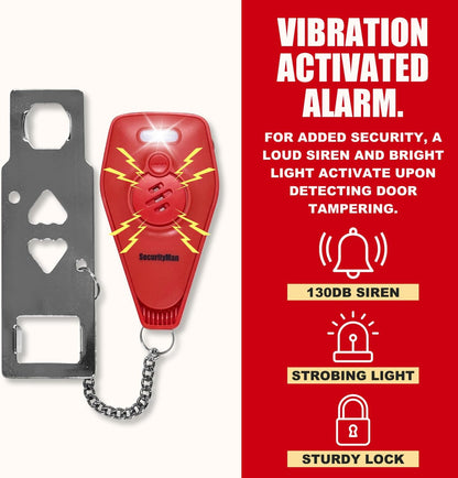 Portable Door Lock with Alarm | Hotel Door Locks for Travelers Security | Loud 130Db Door Security Device for Hotel Room, Apartment Home, & Travel Safety inside for Women Children - Red